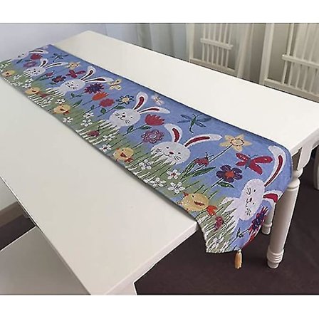 Påske Bordløber Bordbrik Kanin Mønster Fest Dekoration