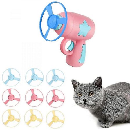 Kat Apport Legetøj Farverige Flyvende Propeller Kat Jagter Flyvende Propel Kat Legetøj Med 1 Affyrer 10 Diske HQJ