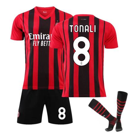 21-22 AC Milan Hjemmedrakt nr. 9 Giroud GIROUD nr. 11 Ibrahimovic Fotballdraktsett Size 8 with socks 20#
