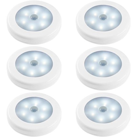Rörelsesensor nattlampor, set med 6 aktiva ljussensorer LED-lampor i mörker för sovrum Toalett Kök Hall Garderob Garderob Trappa [E
