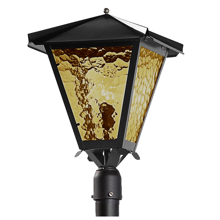 Westal Gustav Stolpelykt Ø60 mm, 440 x 320 mm, E27 Kobber, gult katedralglass, Belysning