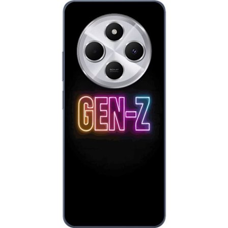 Kompatibel Mobilcover til Xiaomi Xiaomi Redmi 14C Neontekst Gen Z i farverigt lys mod en mørk baggrund i moderne digital stil