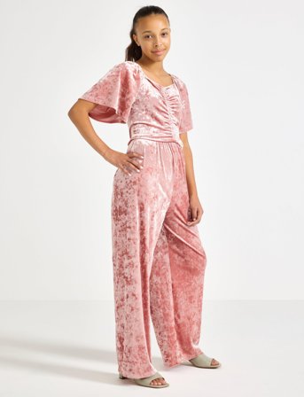 Lindex Jumpsuit Crushed Velvet - Pink - 128
