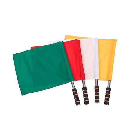 4st handsignalflaggor Match domarflagga rostfritt stål stavkommandoflagga (gul, röd, grön, vit) Stcyv