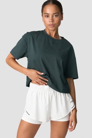 ICANIWILL - Everyday Cotton Cropped T-shirt Dark Green - Dame - ICIW