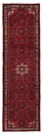 Anudada A Mano Hosseinabad Alfombra 85X295 De Lana Negro/Rojo Oscuro Pequeño
