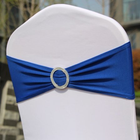 Elastisk stoltrekk med spenne, for bryllup, stol sløyfe laget av Lycra, polyester og spandex.,Bao blå, 10 stk