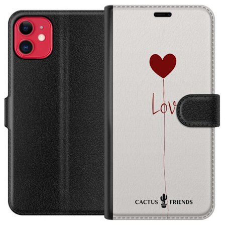 Yhteensopiva Lompakkokotelo Apple Apple iPhone 11 Cactus and Friends - Love Balloon Minimal