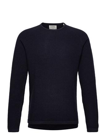 Lamp O-Neck Knit Strikkegenser M. Rund Krage Blå Gabba