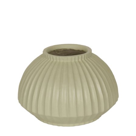 Mintunvihreä MgO-maljakko, 40x40x26,5 cm, uurrettu kuvio