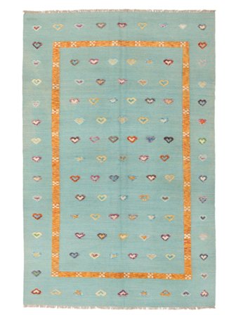 Tkany Ręcznie Kilim Nimbaft Dywan 201X296 Wełniany Zielony/Pomarańczowy