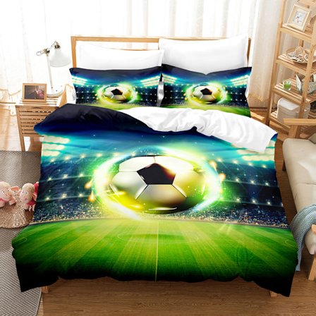 2-delt sengetøysett Dynetrekk og putevar 3D Fotball VM Myk Mikrofiber Sengetrekk med glidelås Lukking Sengetøy 140x200
