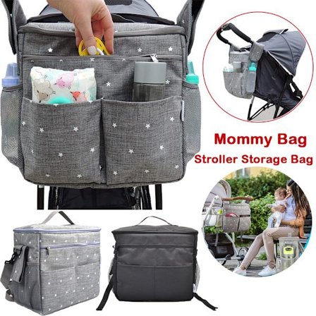 Multifunktionell Mommy Bag Förvaringsväskor Barnvagn Baby Grå