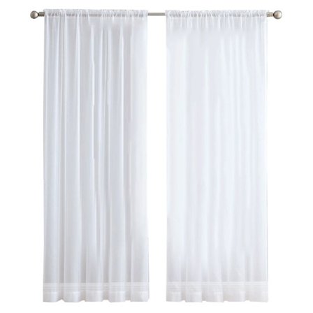 2 stk. Supermyk, stort håndfølelse hvite tyllgardiner for moderne dekorasjon Solid Chiffon Voile Transparent Voile