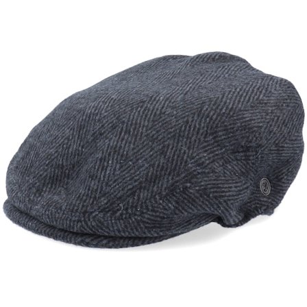 Jaxon & James - Grey flatcap Czapka Z Daszkiem - Herringbone Charcoal Flat Cap @ Hatstore