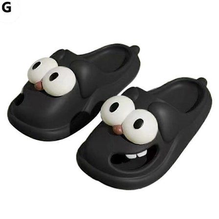 Tegneserie Store-Øjne Hundesko Sjove Tunge Kyssesko Skridsikre Sandaler Sort 38 til 39