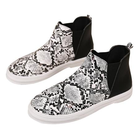 Kvinnor Animal Print Mid Top Loafers Rund Toe Bekväma Flats