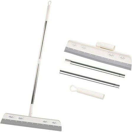 Silikoneskraber til gulv, aftagelig vandskraber, skumkost til vandrengøring, gulvskraberkost med gummi teleskopisk håndtag bruser