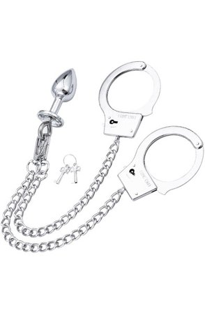 Metal Hand Cuffs With Anal Plug Anaalitappi metallia