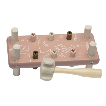 Bankebrett i tre, rosa - Micki