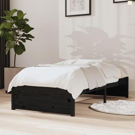 Vidaxl Sängram Svart Massivt Trä 75x190 Cm Svart