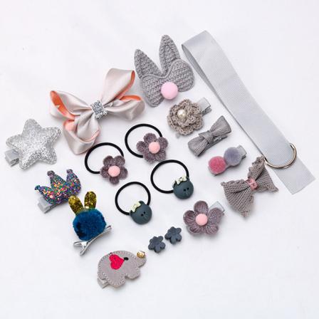18PCS Jente Hårtilbehør Sett Rosa Sløyfer Hårbånd Baby Hårklips for Jenter