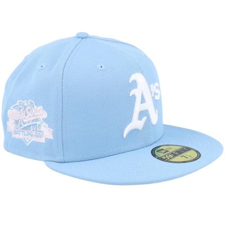 New Era - MLB Blau fitted Cap - Oakland Athletics Rose Horizon 59FIFTY 89 World Series Sky/Pink Fitted @ Hatstore
