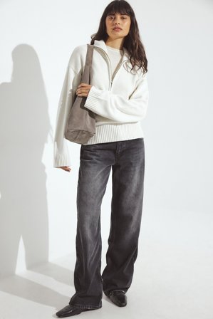 NA-KD Jean droit taille mi-haute - Jeans taille mi-haute - Gris - EU 36