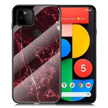Fantasy Marmor Google Pixel 5a skal - Blodröd Marmor