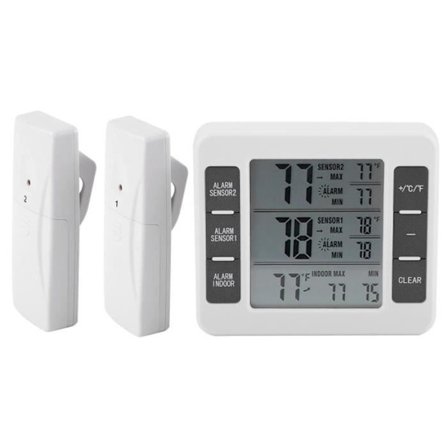 Digitalt lydalarms køleskabstermometer med min/maks sensor display, 2 stk - CHE