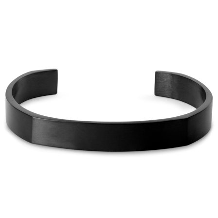 Bracelet manchette noir en acier brossé pour hommes - Bracelets en acier