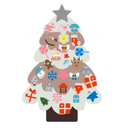 Filt julgran set hängande prydnader