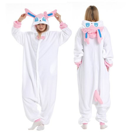 2025 Uusi sarjakuva yksiosainen pyjama Halloween-jouluasu valkoinen keiju Eevee