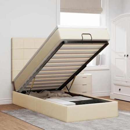 Maison Exclusive - Ottoman seng med creme madras 90x200 cm stof