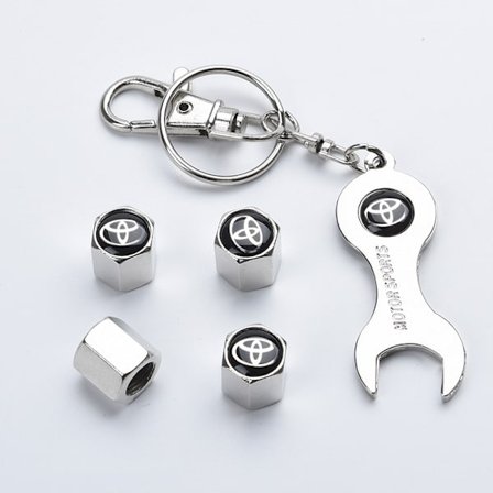 Bildæk Ventil Hætter til Toyota med Logo, 4 stk. Metal Bildæk Ventil Hætter til Toyota Dæk, Rustbeskyttelse, Værktøj Inkluderet
