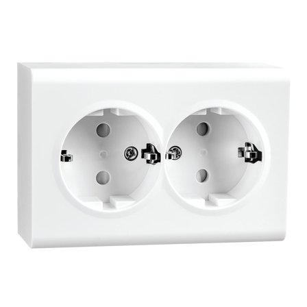 SG Stikkontakt Påvegg Dobbel m/j hvit