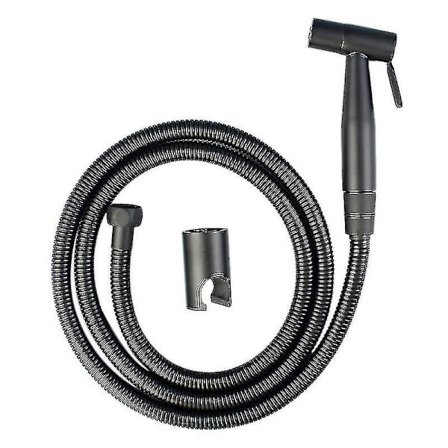 Svart Handhållen Toalettspruta Rostfritt Stål Badrum Bidet Spruta Set Med Slang För Duschspray