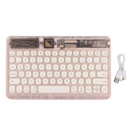 Retro Bluetooth Tangentbord Ultra Slim RGB Ljus Trådlöst Mini Tangentbord för Hem Resor Företag Rosa