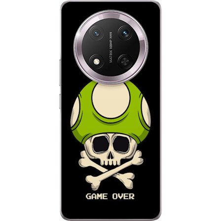 Yhteensopiva Puhelinkuori Honor Honor Magic7 Lite Pelimotiivi, jossa on kuolonsyöjä ja vihreä sieni retro pelityylillä ja tekstillä game over