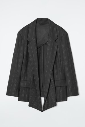 COS Women's Regular Draped Pinstriped Blazer in Black