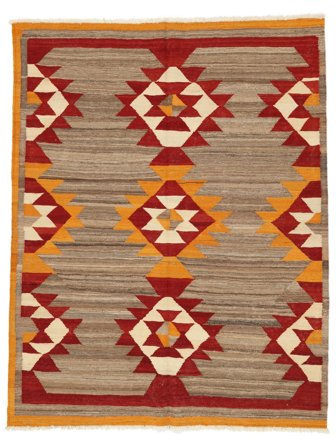 Tejida A Mano Kilim Moderno Alfombra 159X201 De Lana Marrón/Rojo Oscuro Pequeño