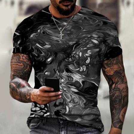 Män Abstrakt Print Toppar Kortärmad T-shirt