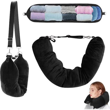 Reisepute - U-formet reisepute med avtakbare og justerbare stropper (svart)