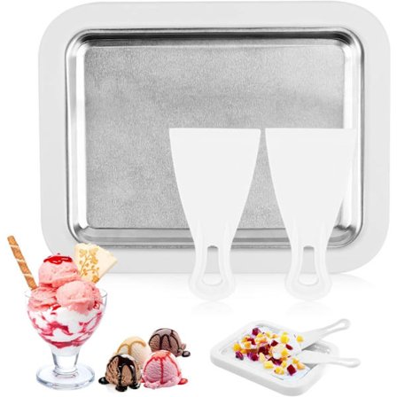 Direkt Glassmaskin Isrulle Plate Rullet Ismaskin med 2 Spatler Rullet Isplate for Å Lage Iskrem Gelato Frukt Milkshake