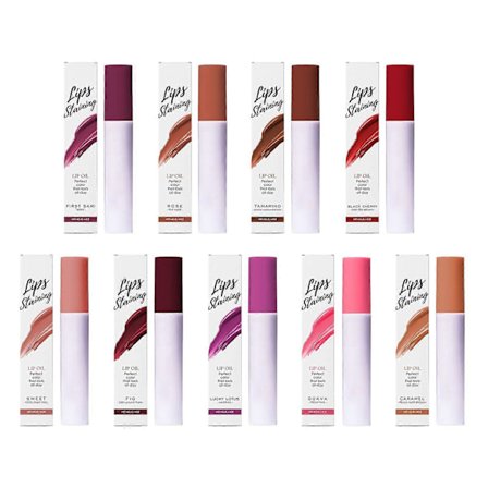 Essence-ingredienser i Mirror Water Moisturizing Lip Oil-serien ger näring åt huden och presenterar en lystergivande och återfuktad läppolja