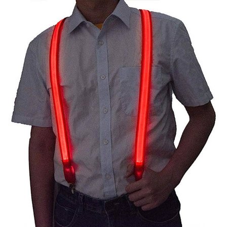 Röda, herrars hängslen med clips Ljus upp hängslen Rave Access