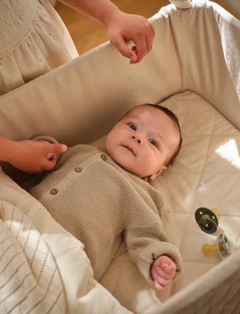 Moonboon Cradle With Foam Mattress - Cream - 40X 80CM