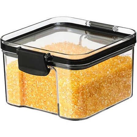 1 st lufttät matförvaringsbehållare i plast, genomskinliga köksförvaringsburkar, skafferiorganisatörer, behållare med lock för flingor, mjöl, socker, 
