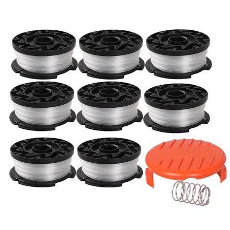 Trimmertråd kompatibel med Black & Decker gresstrimmer (8-pack + 1 spolelock og fjær)