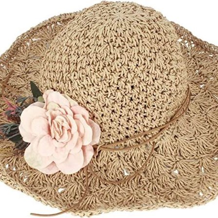 Foldbar bredskygget solhat, blomsterstråhat, strandferie